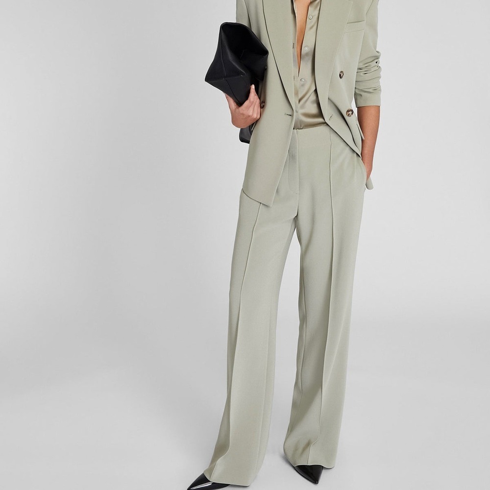 Club Monaco Green Oak/Chene‎ High Rise Fluid Crepe Trousers Size 8 NWT